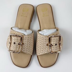 GC Shoes Indie Sandals Womens 7.5 Natural Beige Slip On Slides Good Choice NEW